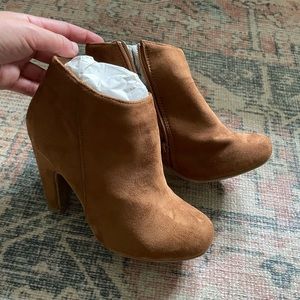 Brown suede booties